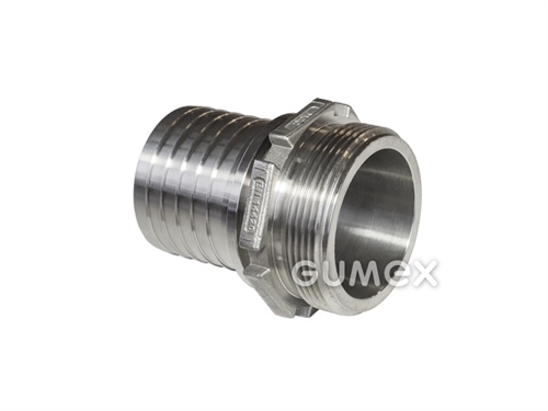 Tulec s drážkovaným tŕňom 25mm, vonkajší závit BSPP 1", 25bar, nerezová ocel